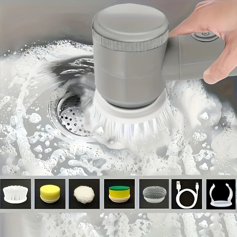 Electric Spin Scrubber for Bathroom Kitchen Cleaning! with 5 Electric Cleaning Brush Heads Ideal for Tub, Floortile Window Sink