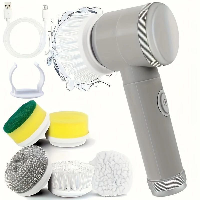 Electric Spin Scrubber for Bathroom Kitchen Cleaning! with 5 Electric Cleaning Brush Heads Ideal for Tub, Floortile Window Sink