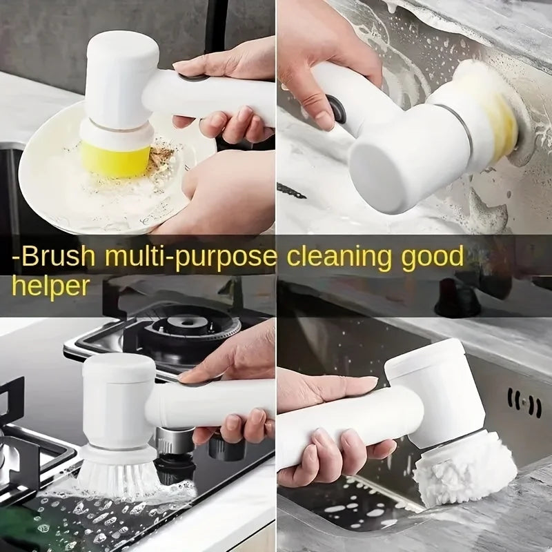 Electric Spin Scrubber for Bathroom Kitchen Cleaning! with 5 Electric Cleaning Brush Heads Ideal for Tub, Floortile Window Sink