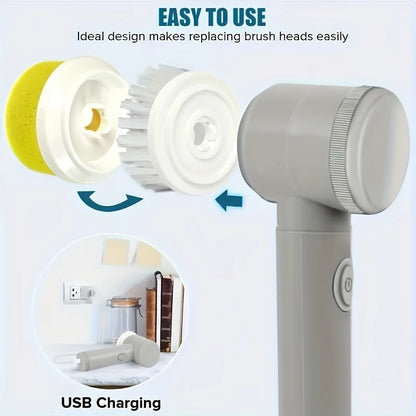 Electric Spin Scrubber for Bathroom Kitchen Cleaning! with 5 Electric Cleaning Brush Heads Ideal for Tub, Floortile Window Sink