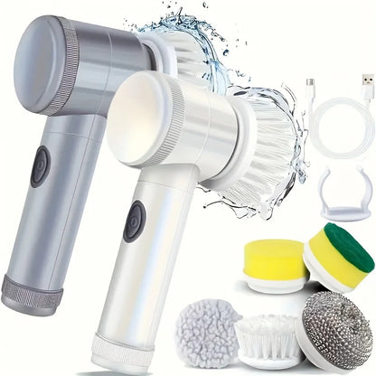 Electric Spin Scrubber for Bathroom Kitchen Cleaning! with 5 Electric Cleaning Brush Heads Ideal for Tub, Floortile Window Sink